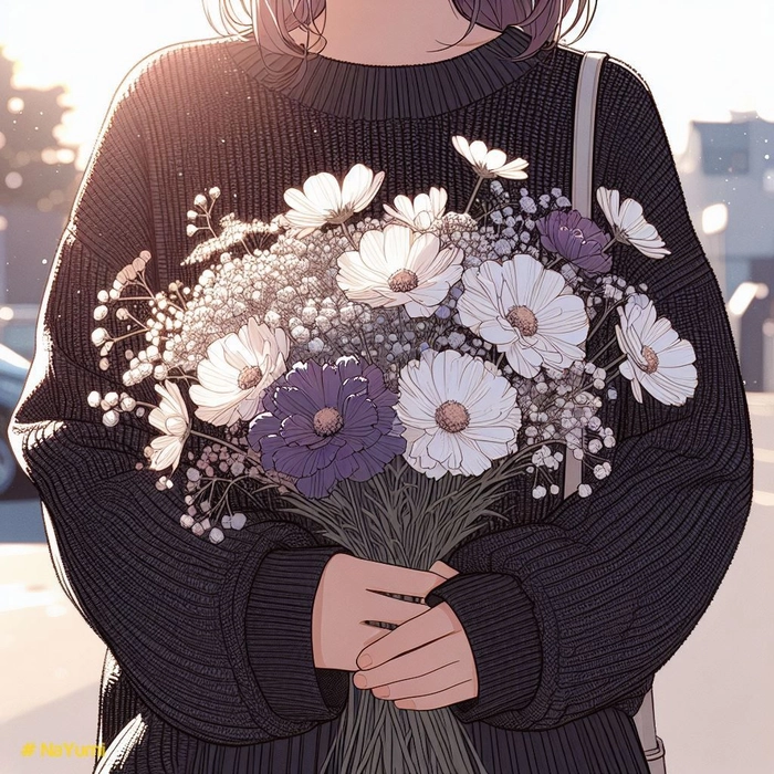 Instagram flower PFP for girl with dreamy warm tones and pastel petal overlay