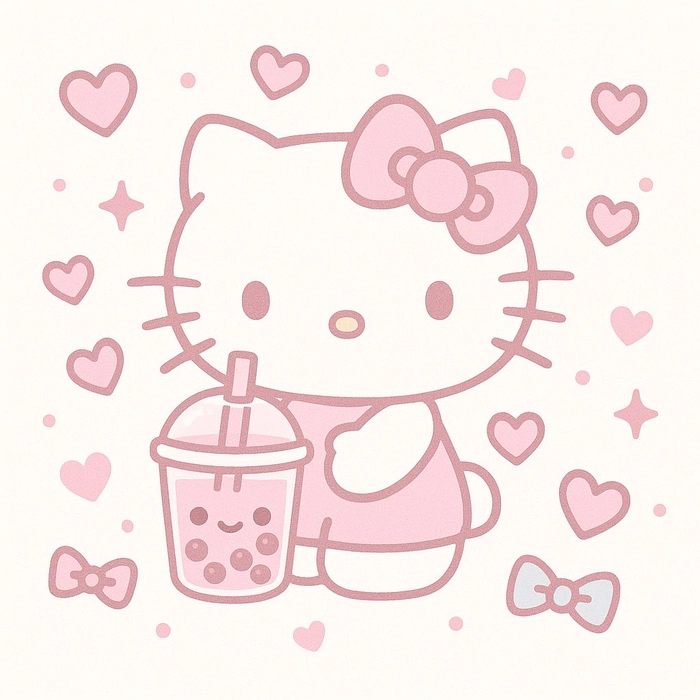 Aesthetic Hello Kitty Y2K PFP for TikTok glitter edit