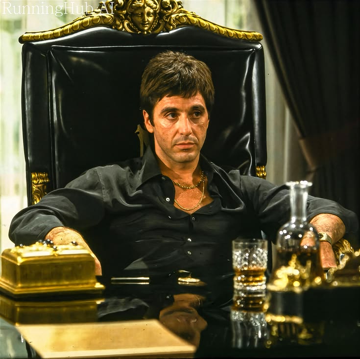Aesthetic Scarface PFP with moody amber tones and soft shadows