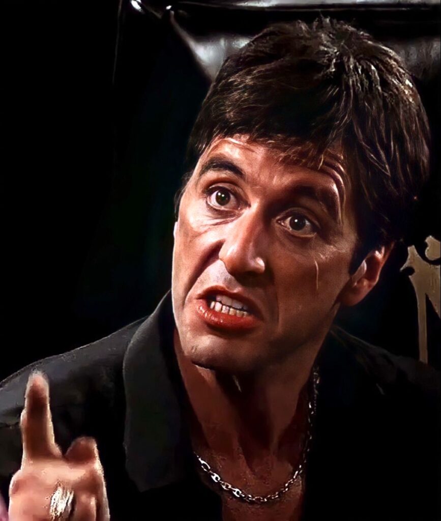 Al Pacino Scarface PFP with close-up portrait and intense acting expression