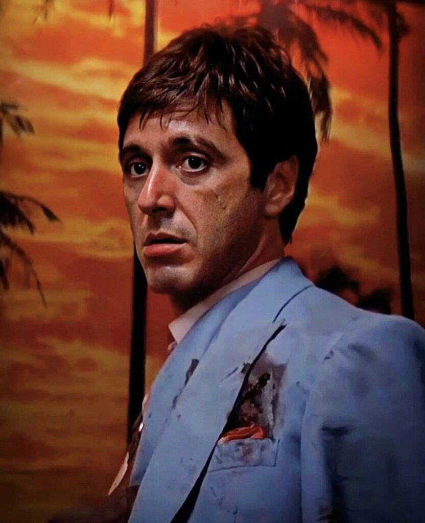 Al Pacino profile picture from Scarface with classic film still and vintage tones