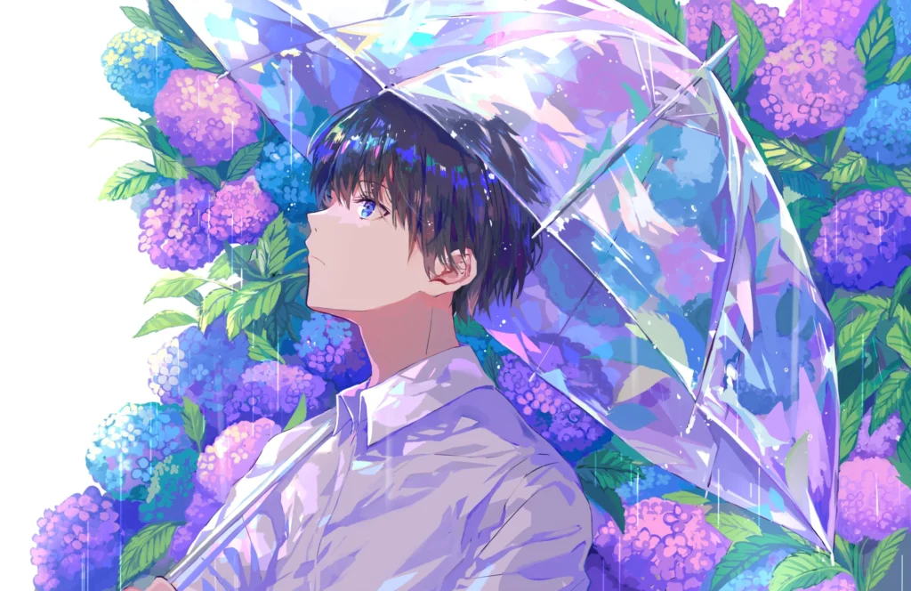 high resolution 4K anime boy avatar with crisp outline and dramatic lighting