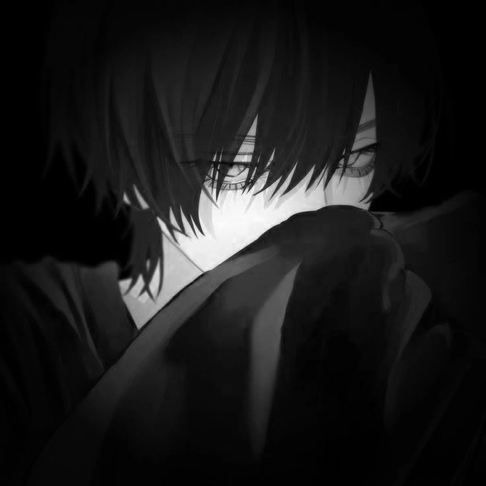 Discord anime boy avatar with high contrast lighting and centered face framing
