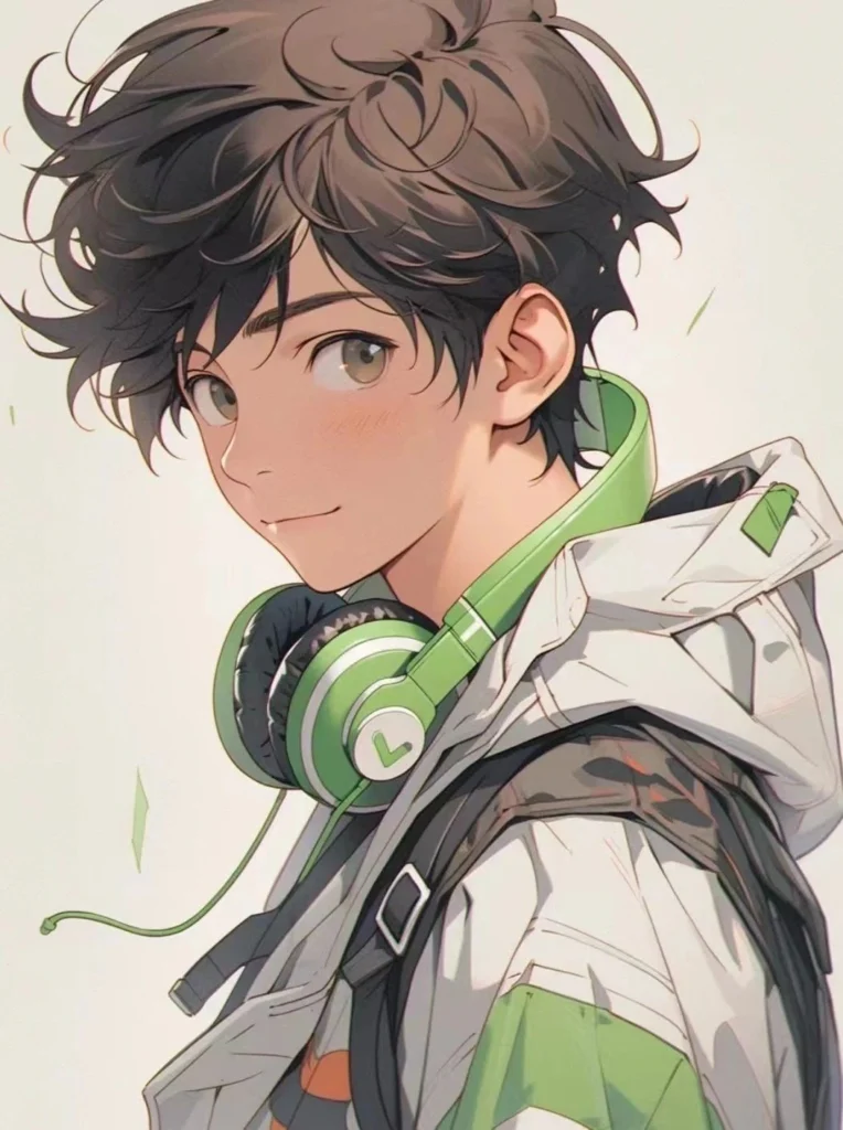 Pinterest-style anime boy PFP with soft dreamy overlay and curated color palette