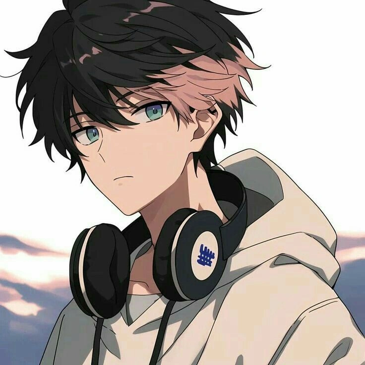 soft Pinterest-inspired anime boy portrait with film grain texture and warm tones