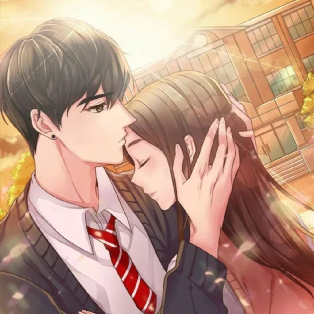 Aesthetic anime couple PFP for Instagram with soft flattering lighting