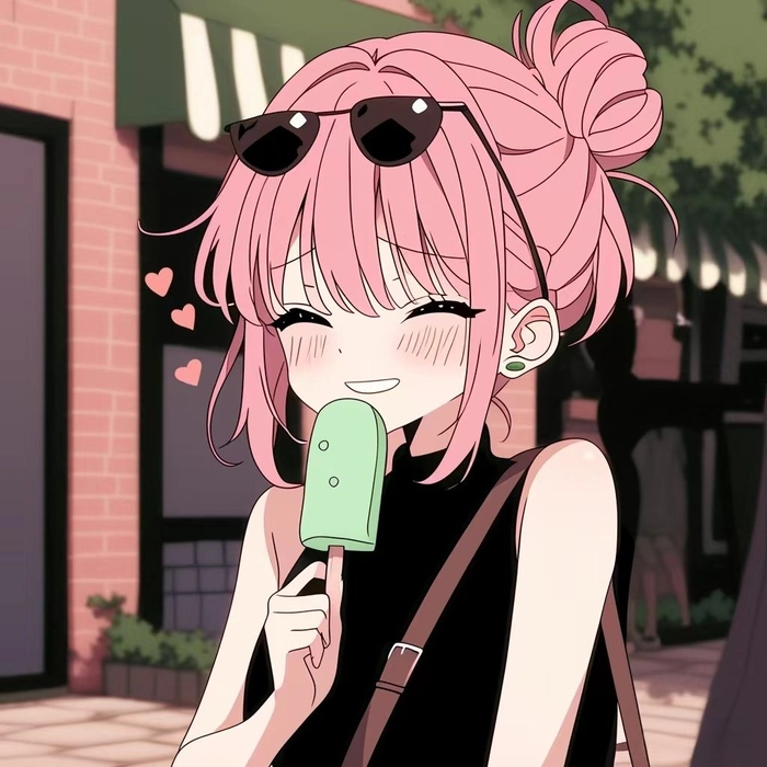 Discord-ready anime girl PFP with glowing eyes