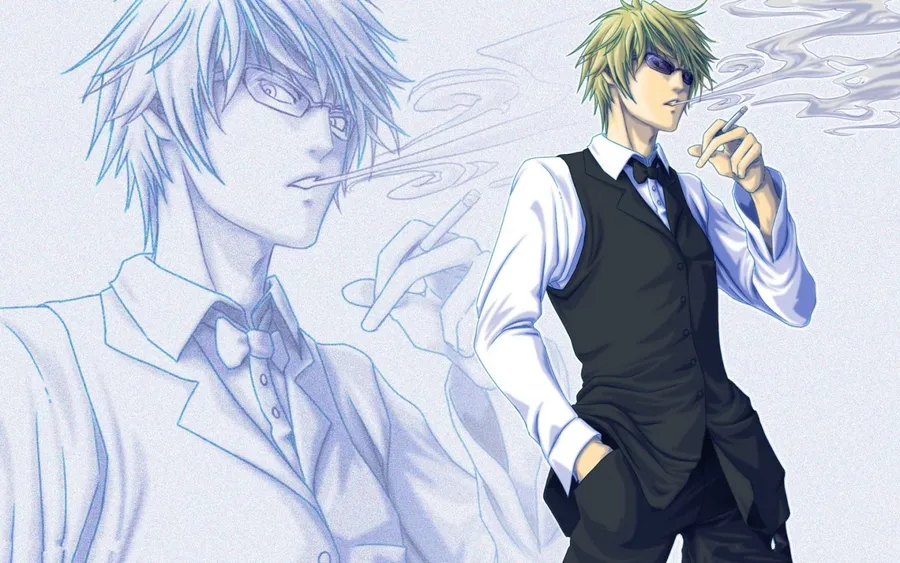 Cool anime boy PFP with sharp expression and dark tones