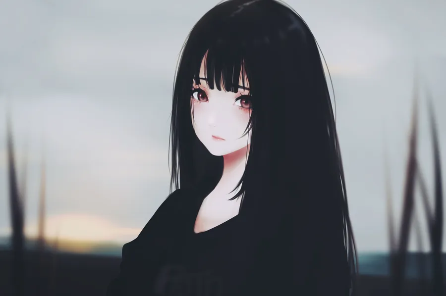 Anime girl PFP with rich dark skin tones and vibrant highlights
