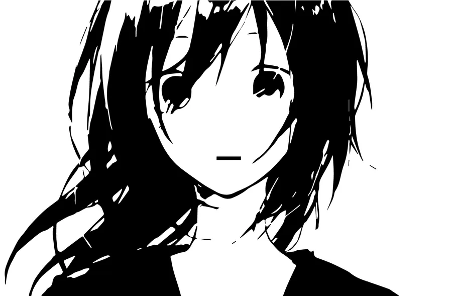 Refined black and white anime girl PFP with clean line work