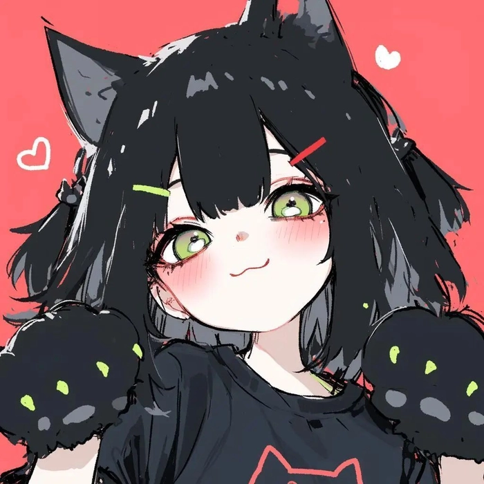 Classic anime girl avatar with flowing black hair