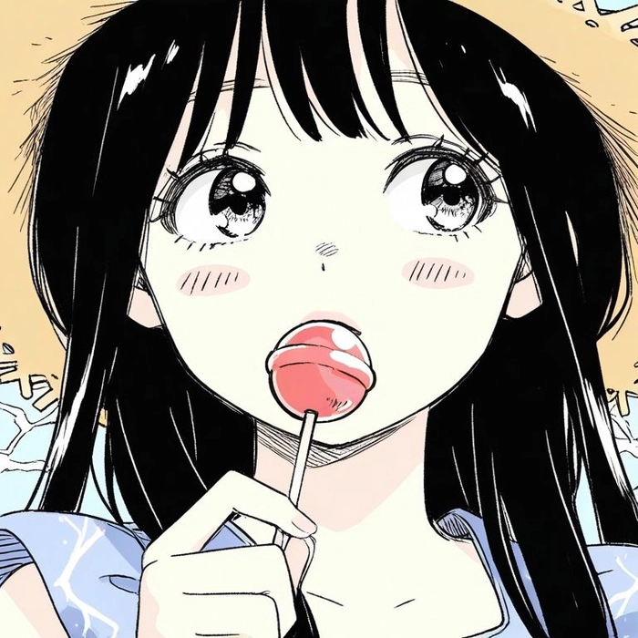 Cheerful anime girl PFP with bright smile and colorful design