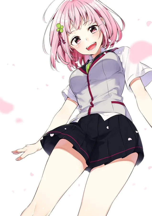 Soft pink anime girl PFP with warm cheerful tones