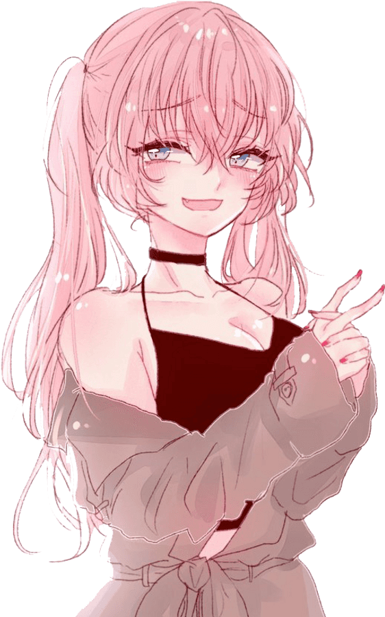 Pink-toned anime girl avatar with blush gradient