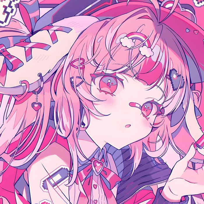 Playful pink anime girl PFP for TikTok and Instagram