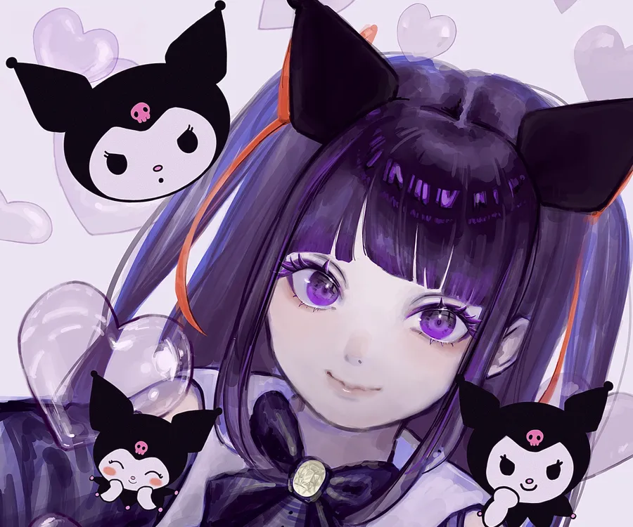 Creative anime girl avatar in violet and lavender tones