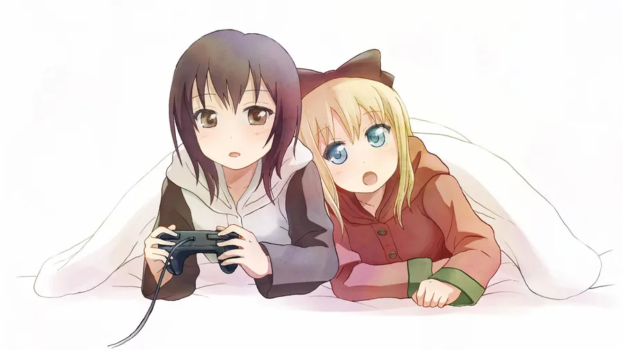 Paired anime girl avatars with matching color themes