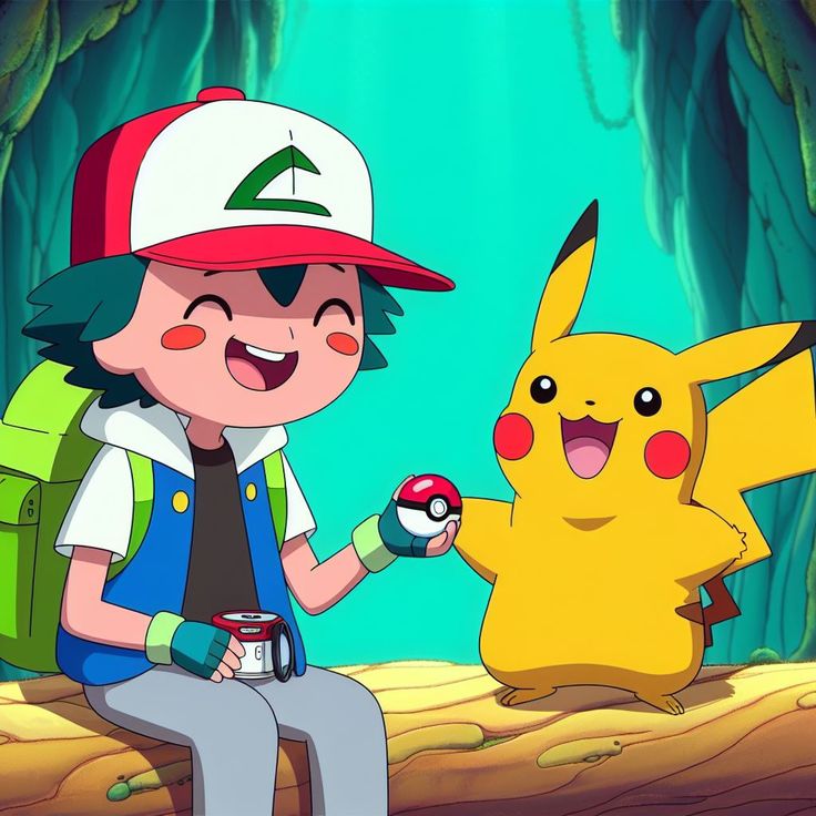 Ash and Pikachu PFP with nostalgic warm tones and iconic duo energy
