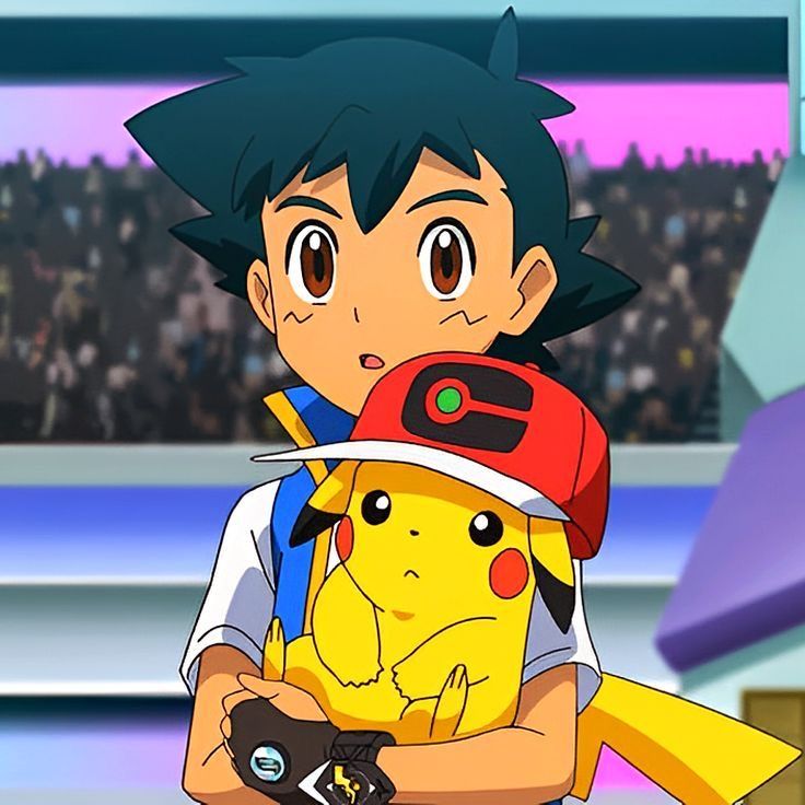 Classic Ash and Pikachu profile picture with friendship and adventure theme