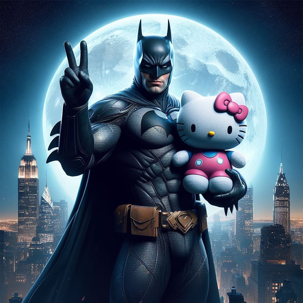 Batman Hello Kitty PFP mashup pink kawaii aesthetic