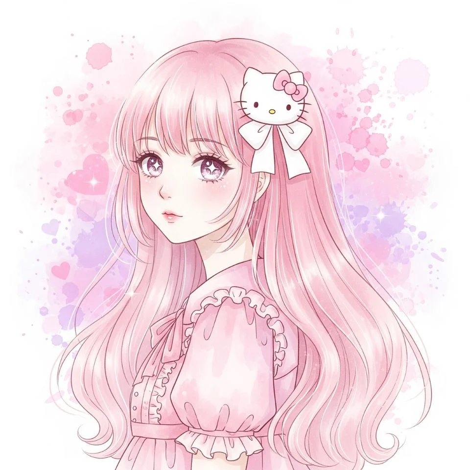 Kawaii anime girl PFP with large sparkling eyes