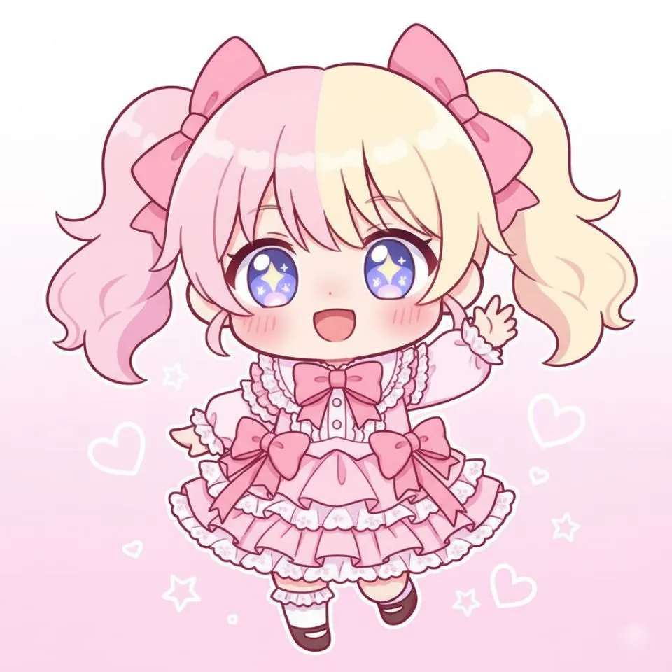 Pastel kawaii profile picture with gentle smile