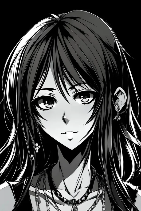 Monochrome anime girl PFP with manga-style line work