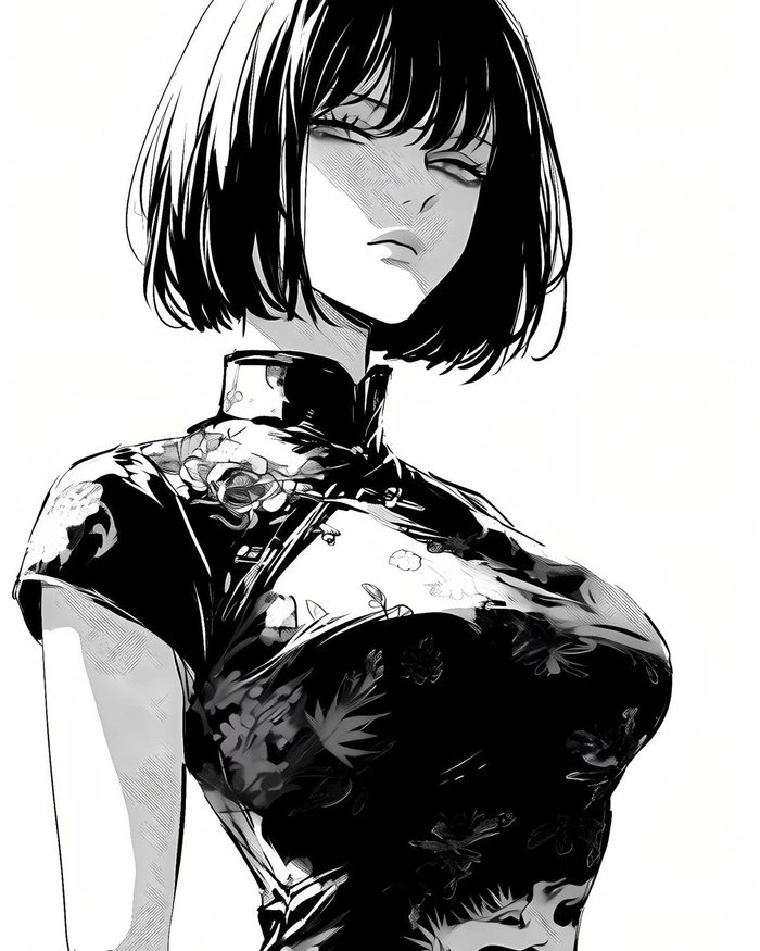 Timeless black and white anime profile picture for girls