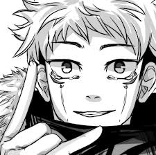 Monochrome JJK anime PFP with clean linework, stripped color palette, and graphic visual tone