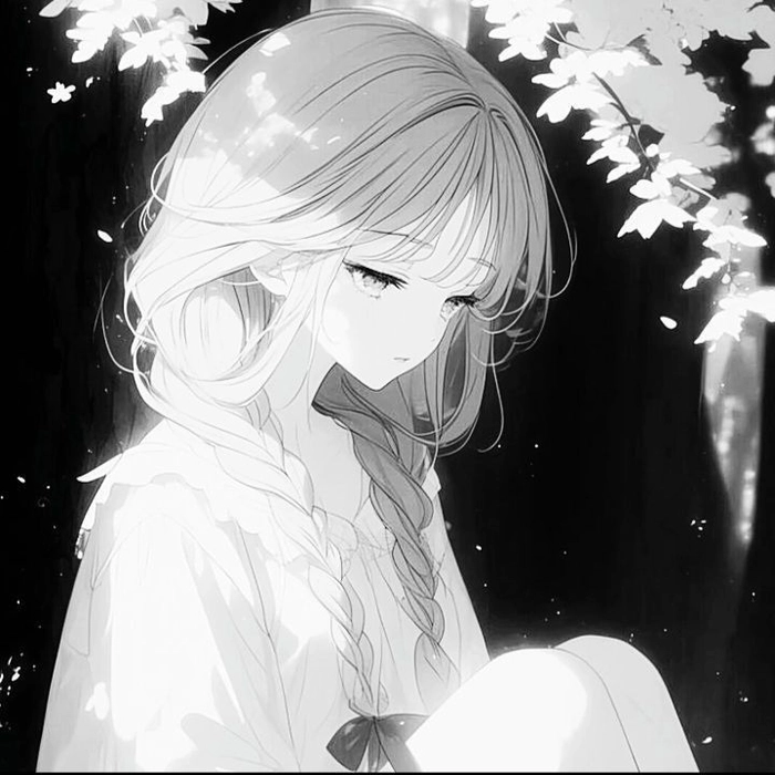 Black and white PFP aesthetic girl with grayscale portrait and editorial lighting detail