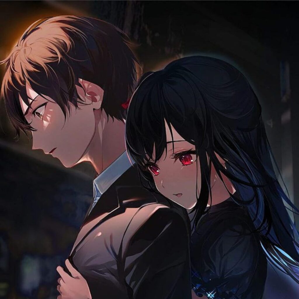 Black couple anime PFP with detailed character features and bold tones
