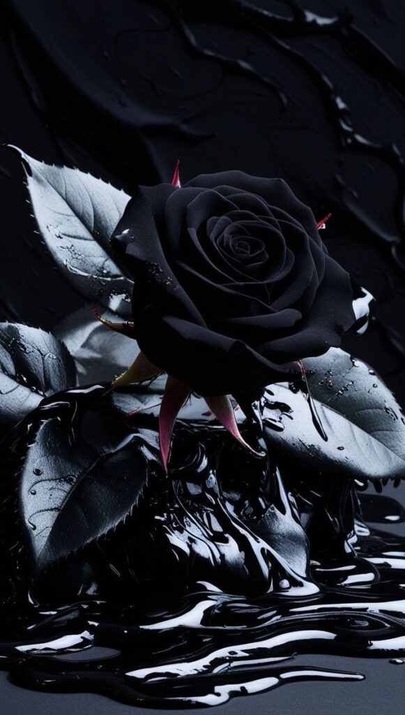 Black rose PFP with moody lighting and gothic petal texture