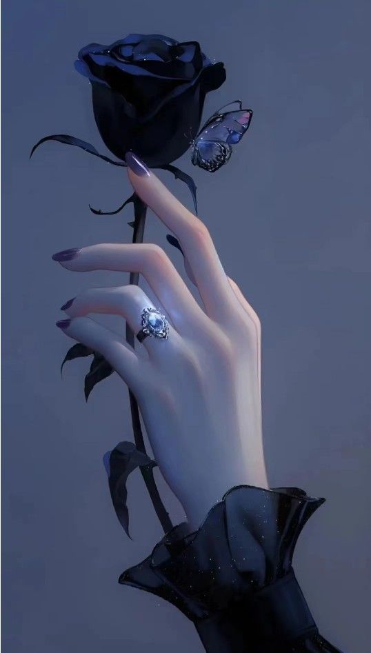 Dark black rose profile picture with neon accent and gothic atmosphere
