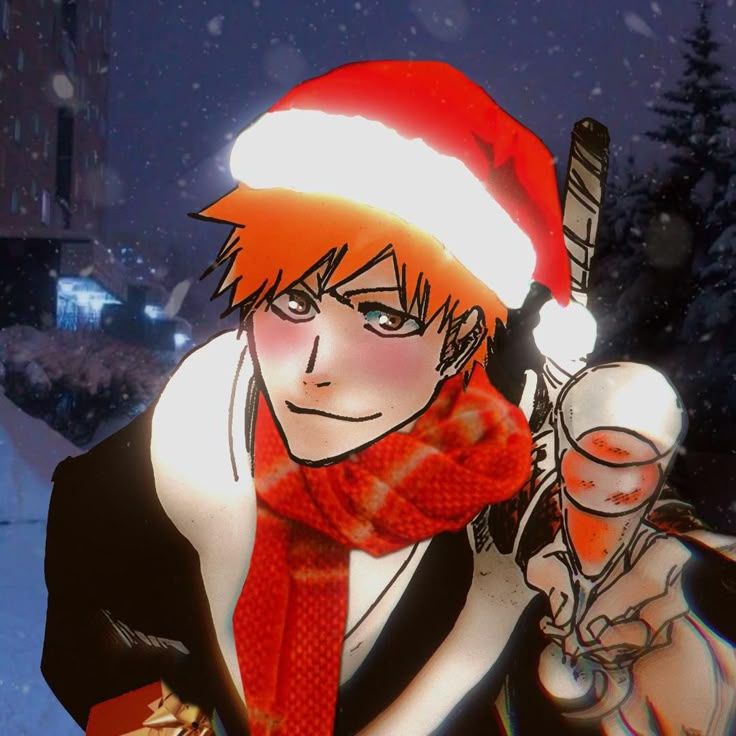 Festive Bleach PFP with sparkling holiday lights and winter color palette