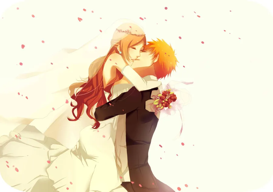 Couple Bleach profile pictures featuring matching emotional scene split into two frames