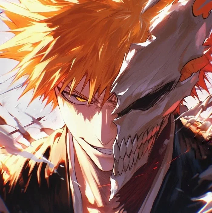 Bleach Ichigo profile picture with dramatic pose and high contrast lighting