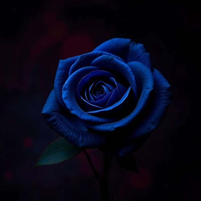 Blue rose PFP with glowing luminous petals against dark background