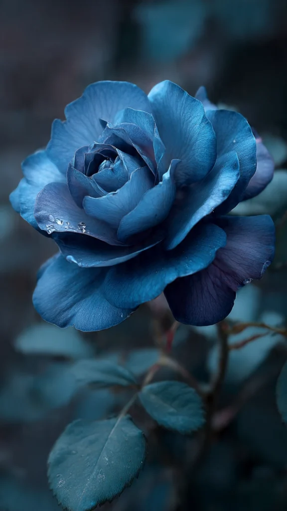 Mystical blue rose avatar with mist effect and ethereal color palette