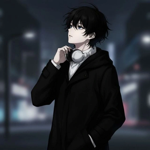 atmospheric anime boy portrait with drifting clouds and ambient glow aesthetic