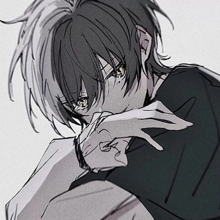 broken anime boy PFP showing cracked emotional expression under dim street light