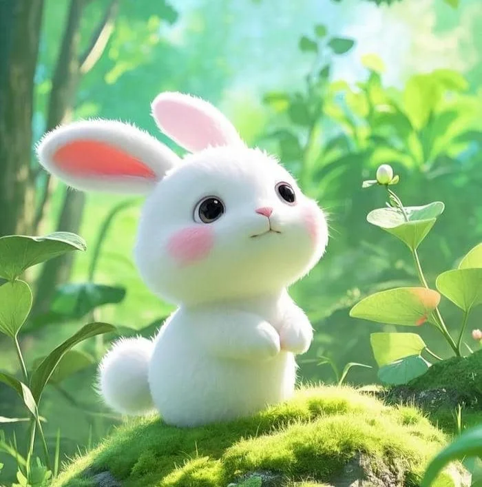 Minimalist aesthetic bunny PFP in dusty rose and sage tones