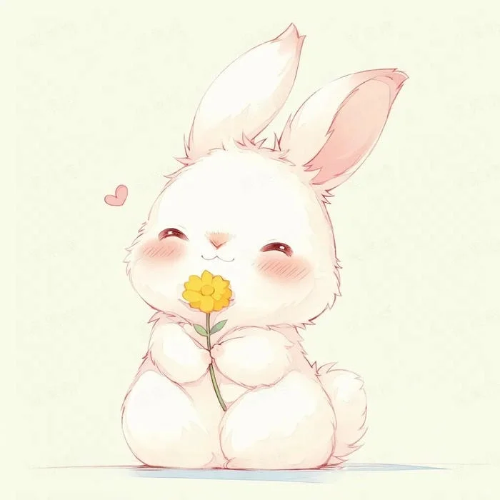 Narrative cartoon bunny PFP with action framing and playful expression