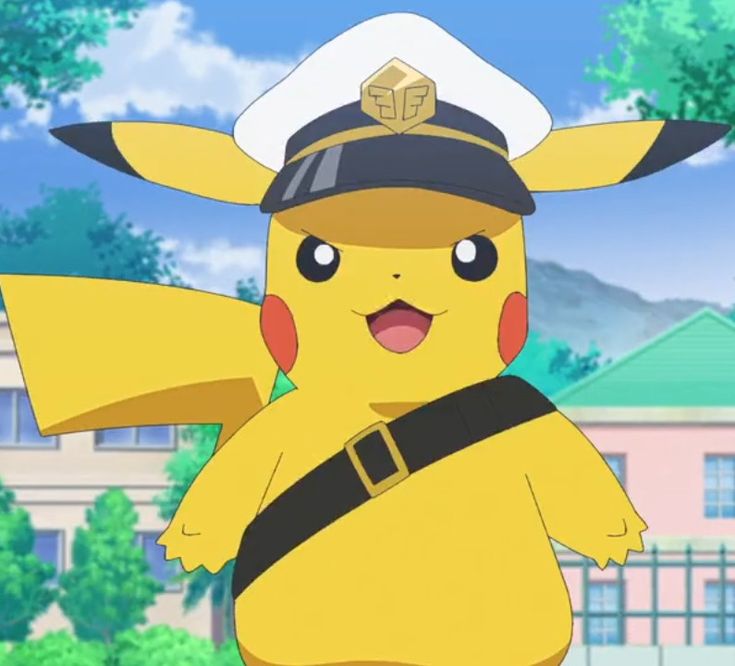 Captain Pikachu profile picture with bold themed outfit and strong presence