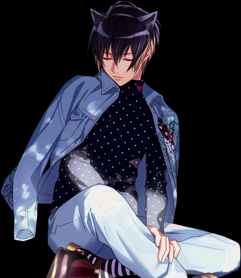 playful cat boy anime avatar with feline features and energetic character design