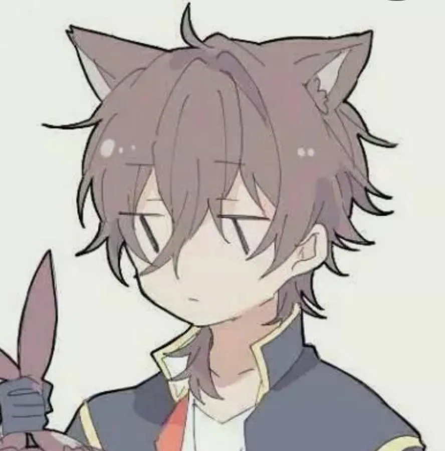 hybrid cat boy anime PFP with expressive ears and energetic playful personality
