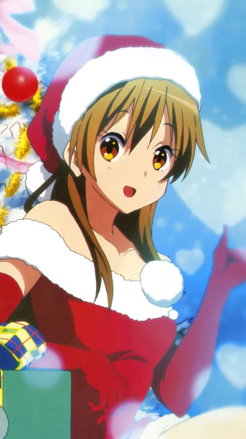 Cozy Christmas anime girl avatar with warm red and green tones