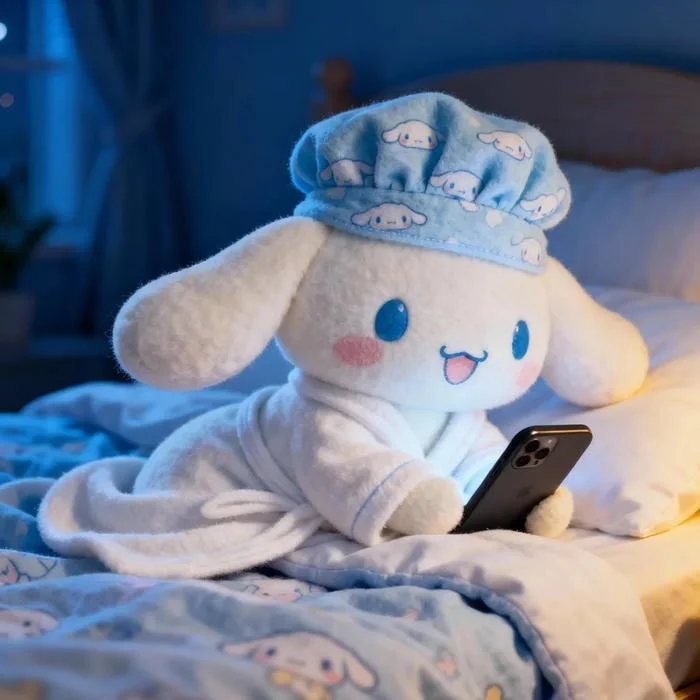 Y2K Cinnamoroll PFP with chrome sparkles and glossy heart overlays