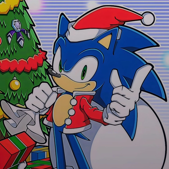 Classic Sonic PFP with flat retro colors and 90s cartoon art style
