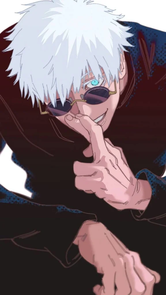 Anime PFP JJK cool aesthetic with muted neon accents, calm confidence expression, and Gen Z color mood