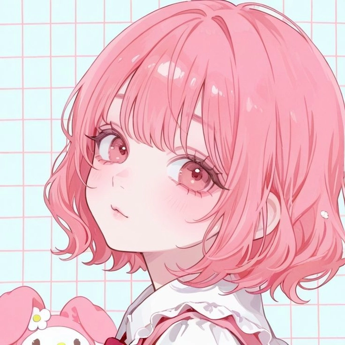Cool anime girl profile picture with smirk and neon accent
